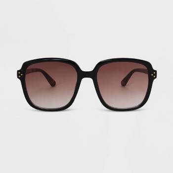 Women's Shiny Oversized Plastic Square Sunglasses with Gradient Lenses - Universal Thread™ Black