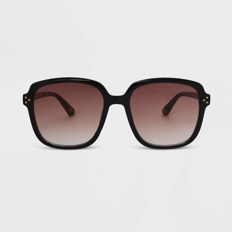 Women&#39;s Shiny Oversized Plastic Square Sunglasses with Gradient Lenses - Universal Thread&#8482; Black, 1 of 4