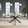 LeisureMod Ravenna 5-Piece Dining Set - 63" Rectangular MDF Top Dining Table in Maple & 4 Velvet Dining Chairs in White Steel Legs - 2 of 4