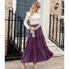 Women's Boho Beach Maxi Skirt - High Waist Flowy Pleated & Ruffle Long Skirt with Pockets Purple - 3 of 4