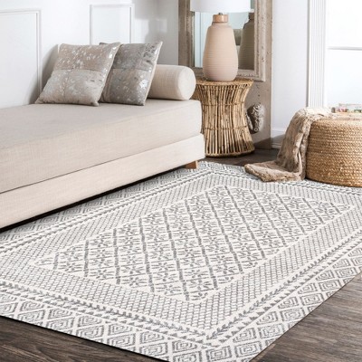 Athens Gray Geometric 4' x 6' Easy-Care Synthetic Area Rug