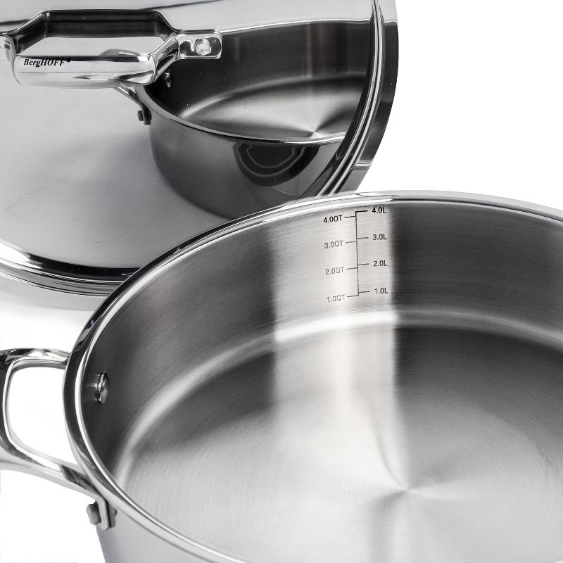 BergHOFF Professional Tri-Ply 18/10 Stainless Steel 11" Saute Pan with Stainless Steel Lid 4.6Qt., 4 of 10