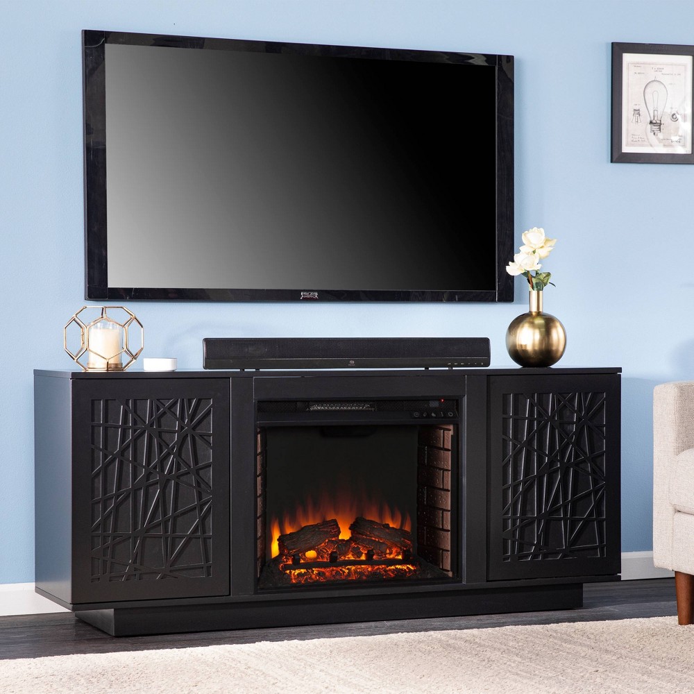 Photos - Mount/Stand Flonsland Electric Fireplace with Media Storage Black - Aiden Lane