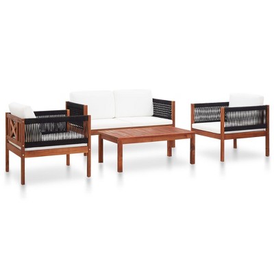 vidaXL Garden Lounge Set Natural wood color Solid Acacia wood, Rope Medium