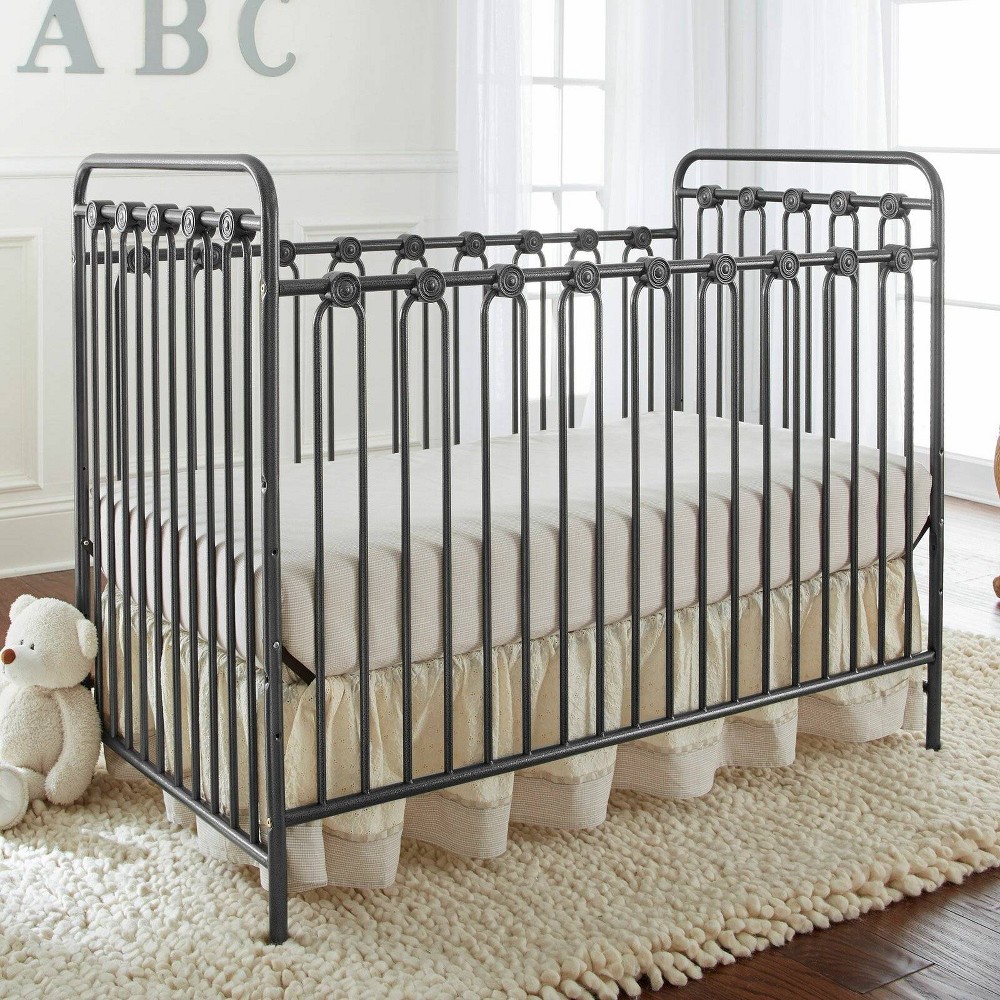 Photos - Kids Furniture L.A. Baby Napa 3-in-1 Convertible Full Sized Metal Crib - Pebble Gray