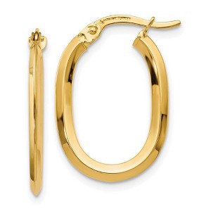 Black Bow Jewelry 1.4mm Polished Knife Edge Oval Hoop Earrings in 14k Yellow Gold, 22mm - 1 of 4