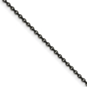 Black Bow Jewelry 2.3mm Stainless Steel Black-plated Cable Chain Necklace - 1 of 4