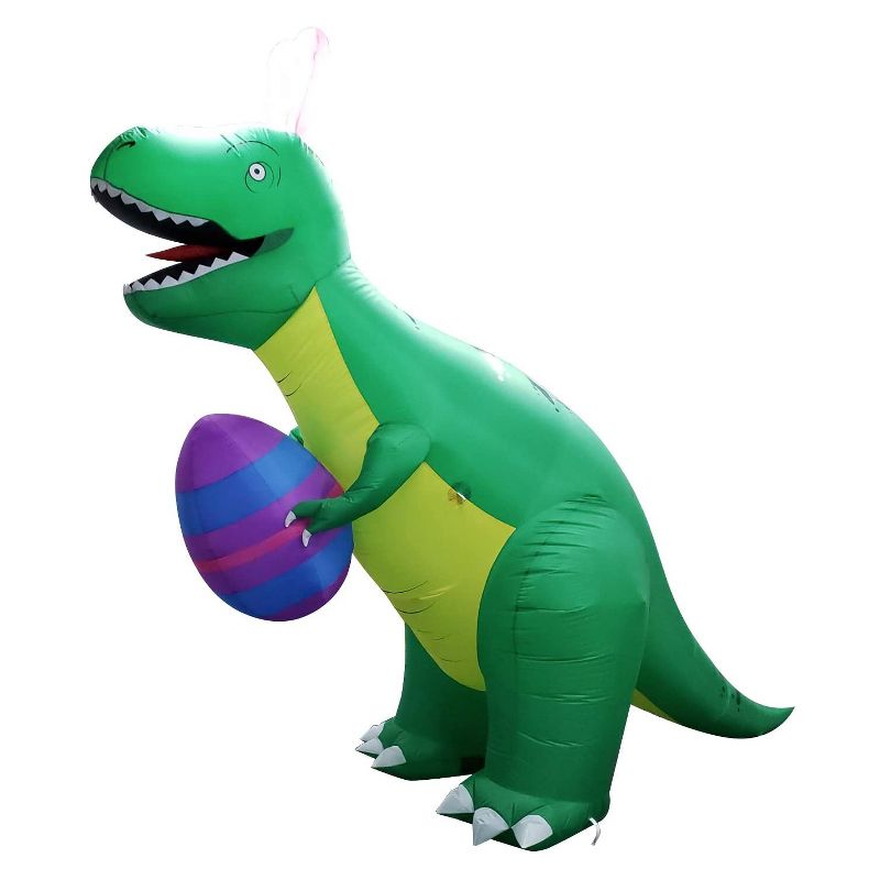 Holidayana 8 Foot Tall Giant Inflatable Easter LED T Rex Dinosaur Holiday Yard Decoration with Blower Fan, Tie Down Straps, Ground Anchor Stakes, 1 of 4