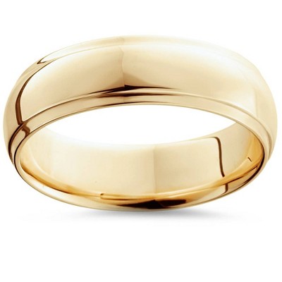 Pompeii3 Step Cut Polished Wedding Band 14K Yellow Gold