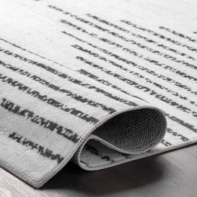 Romina Gray and White Diamond Pattern Washable Area Rug, 6' x 9'