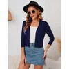 Women's 3/4 Sleeve Open Front Cropped Cardigan Sweater Lightweight Knit Short Bolero Shrugs - 2 of 4