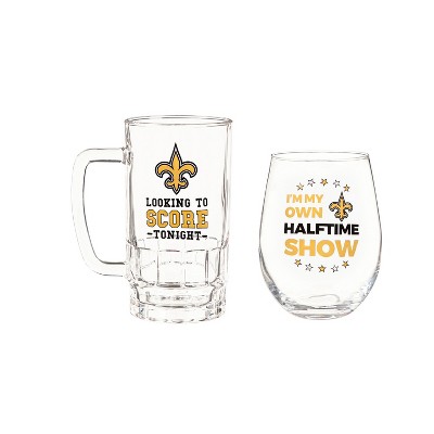 New Orleans Saints, Stemless 17OZ Wine & Beer 16 OZ  Gift Set