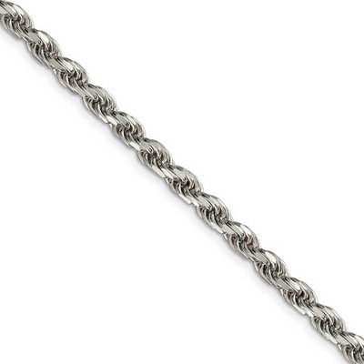 Black Bow Jewelry 4.6mm, Sterling Silver Diamond Cut Solid Rope Chain Necklace