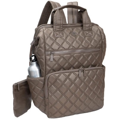 Joan & David Diamond Quilted Puffer Nylon Square Laptop Backpack