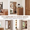 LOVSON Wall-mounted full-length mirror with shelf and hooks, suitable for bedroom/living room/entryway, walnut wood (47.6 x 15.7 inches) - 4 of 4