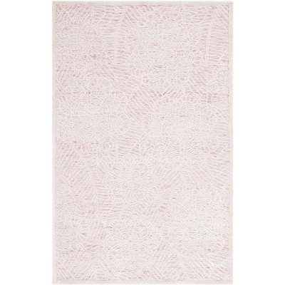 Handmade Pink and Ivory Wool Tufted 8' x 10' Rug