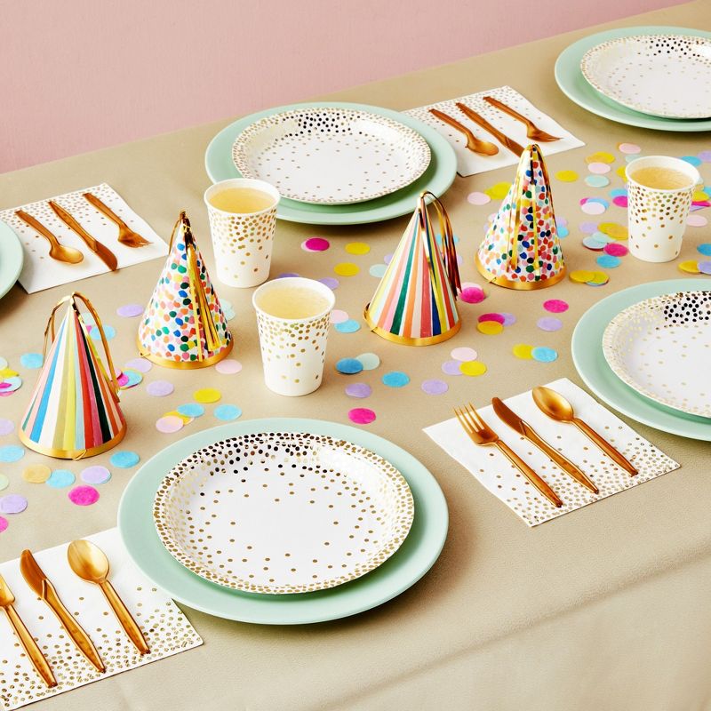 Juvale 144 Piece White and Gold Party Supplies with Plates, Napkins, Cups, Cutlery for Birthday, Wedding, Serves 24, 4 of 10