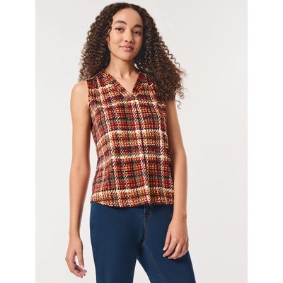Jones New York Printed Sleeveless V-Neck Top
