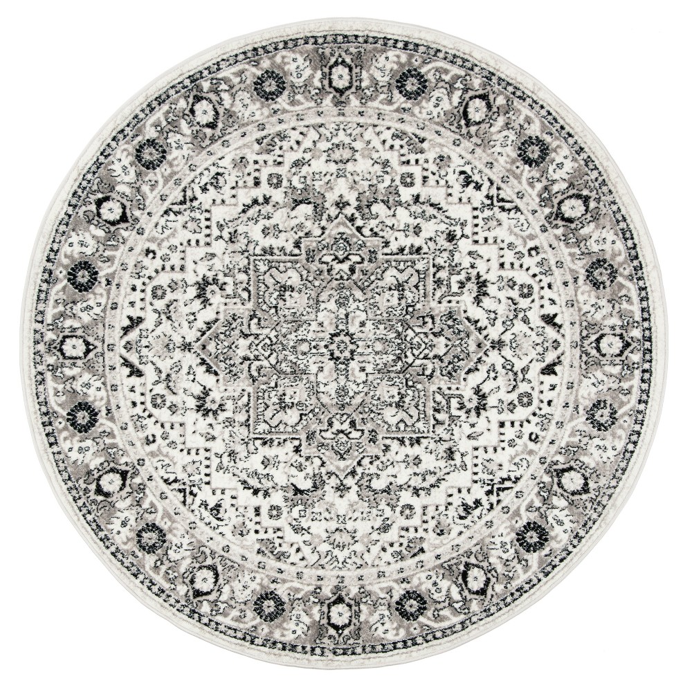 Gray/Ivory Medallion Loomed Round Area Rug 6'7in - Safavieh