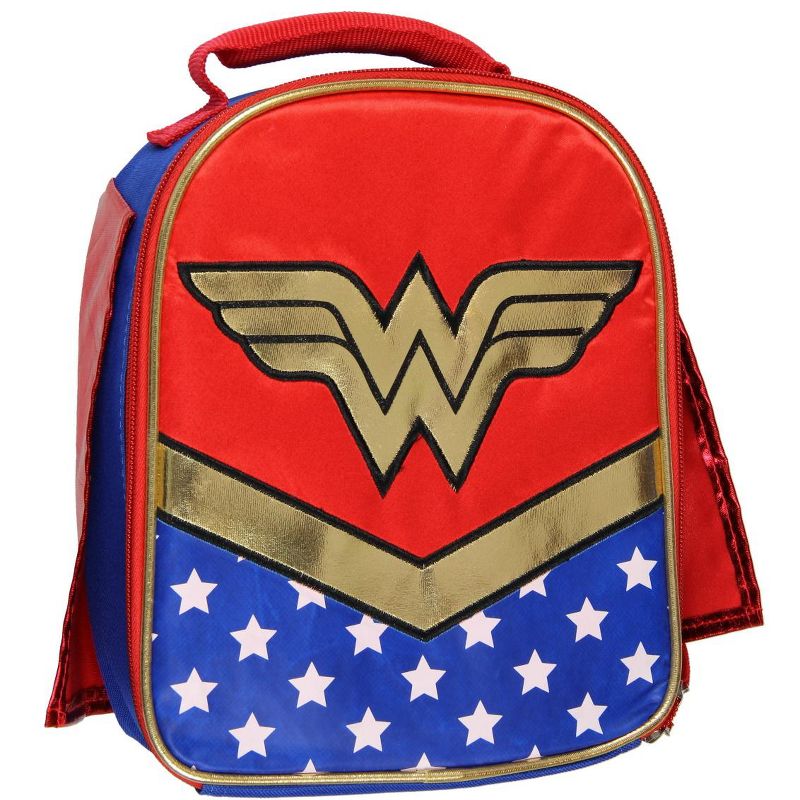 DC Wonder Woman Lunch Box Soft Kit Insulated Cooler Bag With Cape Blue, 1 of 5