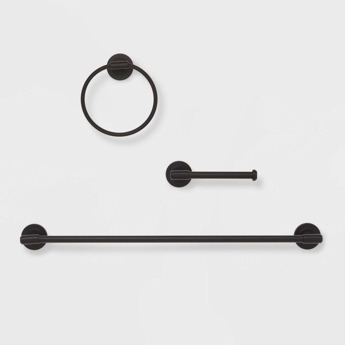 3pc Clean Bath Hardware Set Black - Threshold™: Zinc & Stainless Steel, Includes Toilet Tissue Holder