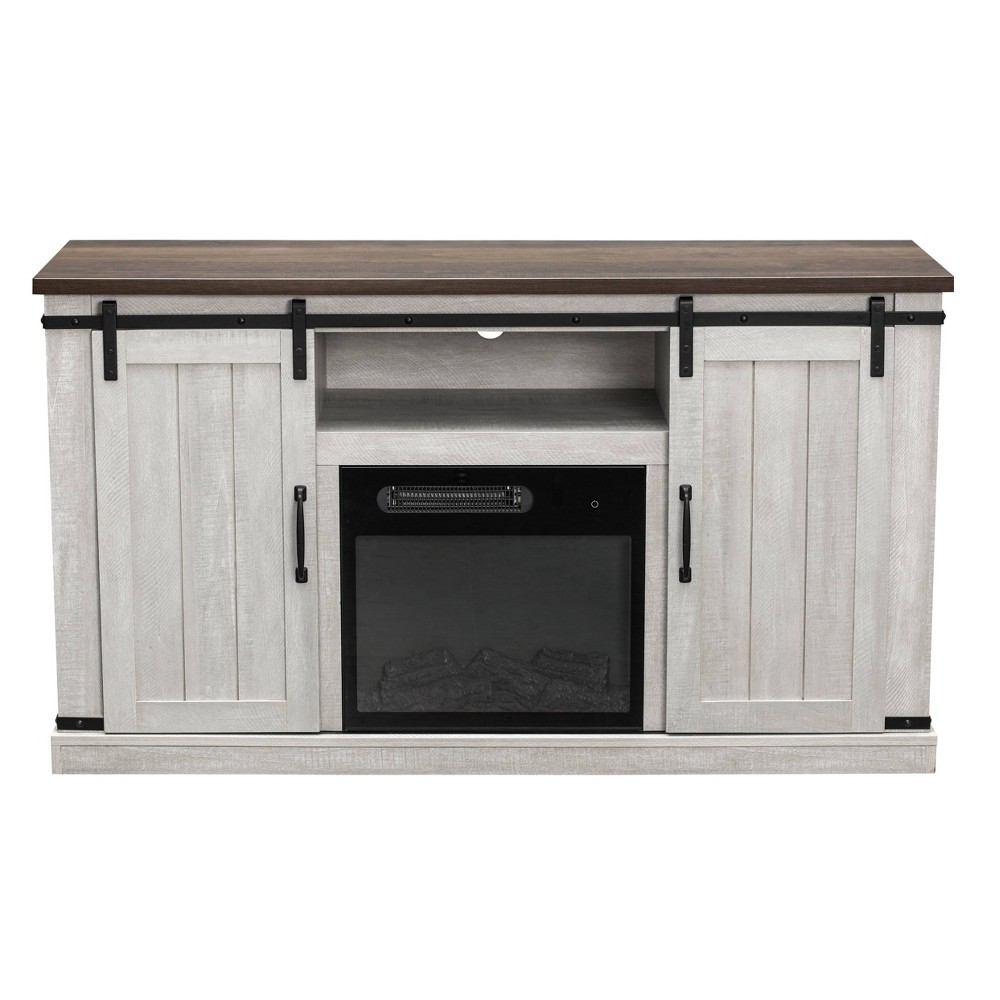 Photos - Mount/Stand Electric Fireplace Saw Cut TV Stand: Home Essentials, Barn Door Console, C