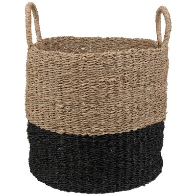 Rustic Seagrass Storage Baskets Beige Round Set of 3