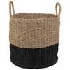 Northlight Round Wicker Table and Floor Baskets - Beige and Black - Set of 3 - 3 of 4