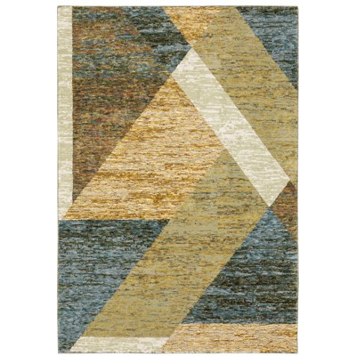 Oriental Weavers Strada STR09 Gold/ Blue Indoor Area Rug - 5'3" x 7'3"