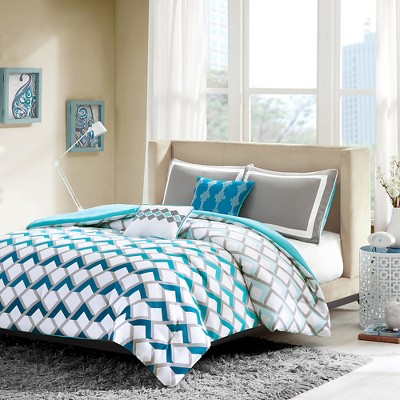 Teal/White Luna Comforter Set : Target