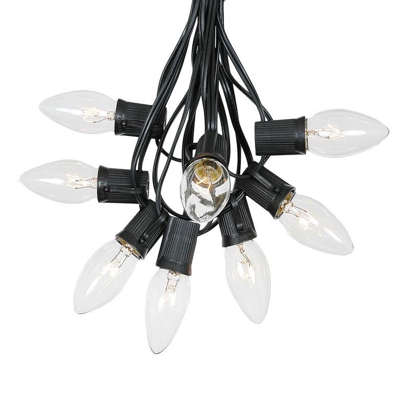 Novelty Lights 100 Feet C9 Christmas String Light Set, Vintage Holiday Hanging Light Set, Black Wire, 1 of 7