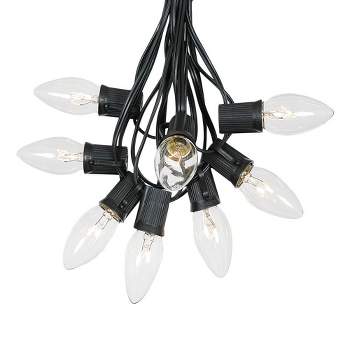 Novelty Lights 25 Feet C9 Christmas String Light Set, Vintage Holiday Hanging Light Set, Black Wire