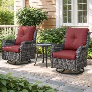 Gymojoy Outdoor Swivel Chairs with Side Table Glider Chairs Set of 3 - 1 of 4