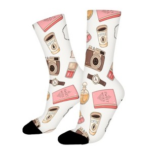 Makeup Background Women Printed Crew Socks Funny Funky Socks Soft Polyester Novelty Gifts for Artists Men - 1 of 1