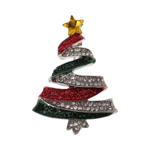 Unique Bargains Christmas Brooches YNCP3842 Alloy Dripping Wax Red  Green Silver Tone 1.26"x1.77" 1 Pc - 1 of 4