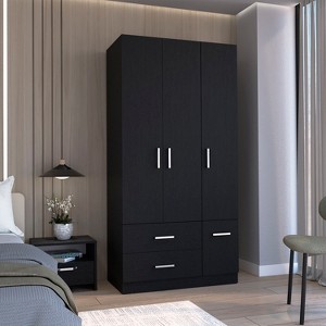 71" High Armoire Wardrove Closet with 2 Drawers, Four Doors , Three Cabinet , Six Shelves and Hanging Rod, Bedroom Clothes Storage Cabinet Organizer - 1 of 4