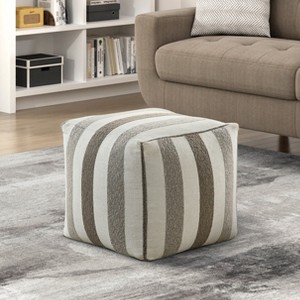Vynxaria Cylindrical Chenille Pouf ¨C Modern Ottoman & Versatile Footstool - 1 of 3