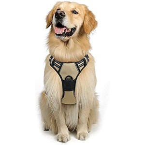 rabbitgoo Dog Harness, No-Pull Pet Harness with 2 Leash Clips, ,Control Handle for Large Dogs, Beige, L - 1 of 1