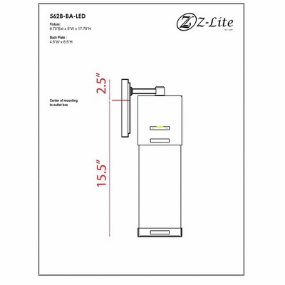 Lestat Collection LED Outdoor Light - 5" x 17.625" - Craftsman Inspired Design