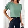 Women'S Shirts Summer Casual Crewneck Lace Crochet Short Sleeve Blouses Cute Floral Print Loose Tunic Tops - 4 of 4