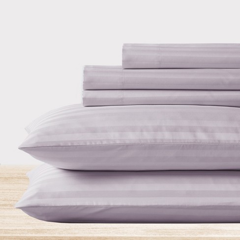 Luxury 500 Thread Count Bed Sheets - Cotton Sateen Sheets Set, Soft,  Breathable, Deep Pocket By California Design Den - Lavender Striped, Split  King : Target