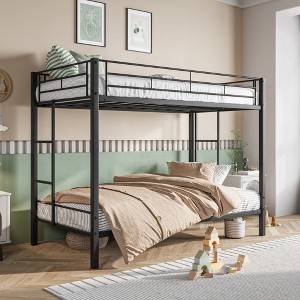 ALEXOUN Metal Bunk Bed Twin Over Twin, Heavy Duty Twin Bunk Beds with shelf and Slatted Support No Box Spring Needed - 1 of 4