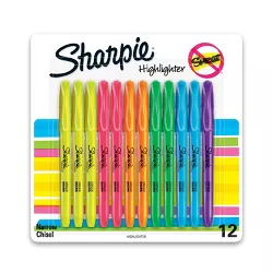 Sharpie Pocket  12pk Highlighters Smear Guard Narrow Chisel Tip Multicolored