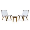 SKRAN Wood Patio Seating Set of 3 with  Rope Weave Design and Sturdy Acacia Wood Base - Perfect Accent for Patio, Deck, Garden - 2 of 4