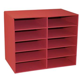 Classroom Keepers 10 Shelf Organizer, 21 x 12-7/8 x 17 Inches, Red
