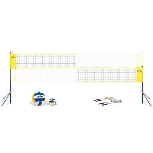 Badminton Set with 4 Rackets 2 Shuttlecocks Net Poles - Gear Up Sports