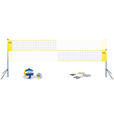  Franklin Sports Volleyball & Badminton Combo Set - Portable  Backyard Volleyball & Badminton Net Set - Volleyball, Rackets & Birdie  Included - Pro : Sports & Outdoors