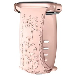 HTUTWOO Flower Engraved Apple Watch Band, Embossed Raised Rose Silicone Strap 38/40/41/42/44/45/46/49mm for iWatch Series 11 10 9 8 7 6 5 4 SE Ultra - 1 of 4