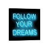 Neon Follow Your Dreams Aqua on Black by Hailey Carr Unframed Wall Canvas - iCanvas - 4 of 4