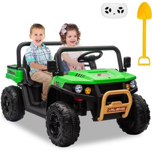 Coucheta 24V 2-Seater Ride On Dump Truck with Parent Remote Control, 4WD Battery Powered UTV for Kids, EVA Tires & Headlights - 1 of 4